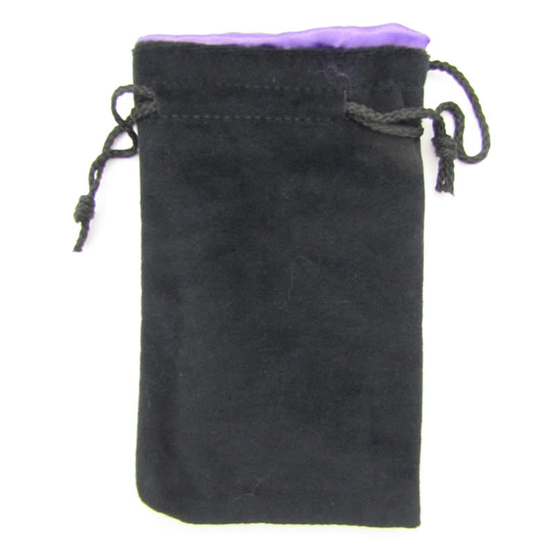 KOP09918 Black Velvet with Purple Lining Large Dice Bag Koplow Games Main Image