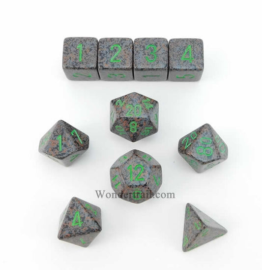 KOP09979 Earth Elemental Dice with Green Numbers 16mm (5/8in) Set of 10 Main Image