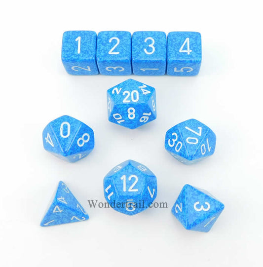 KOP09983 Water Elemental Dice with White Numbers 16mm (5/8in) Set of 10 Main Image
