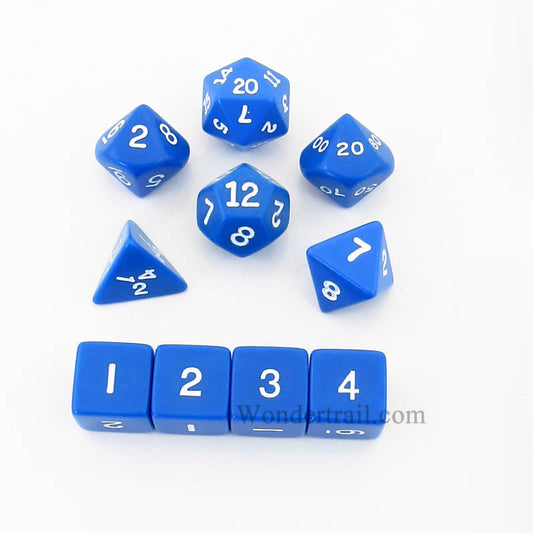 KOP10054 Blue Opaque Dice with White Numbers 16mm (5/8in) Set of 10 Main Image
