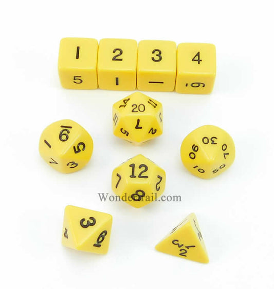 KOP10058 Yellow Opaque Dice with Black Numbers 16mm (5/8in) Set of 10 Main Image