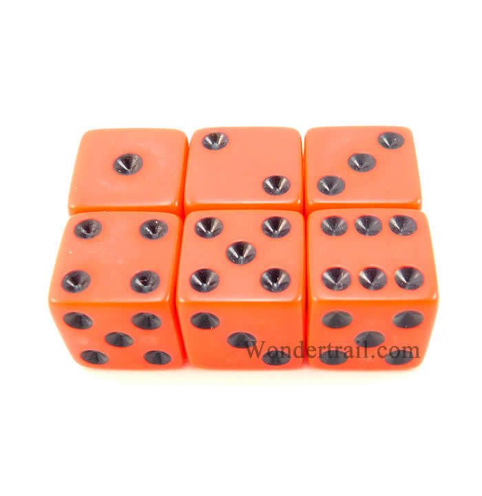KOP11608 Red Opaque Dice with Black Pips D6 16mm (5/8in) Pack of 6 Main Image