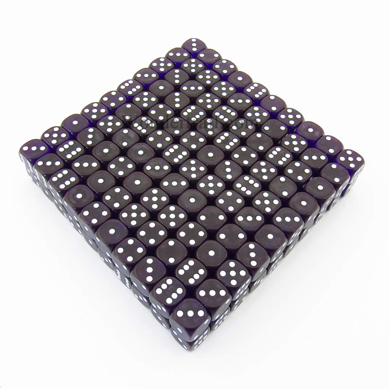 KOP11617 Purple Transparent Dice White Pips D6 16mm Bulk Pack of 200 Main Image