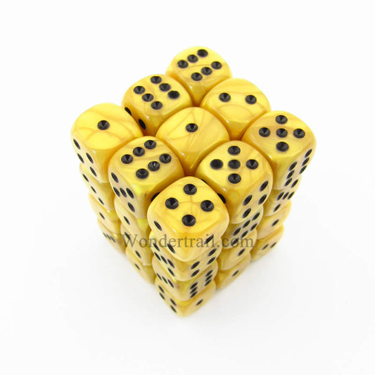 KOP11996 Gold Marbleized Dice with Black Pips D6 12mm (1/2in) Pack of 36 Main Image