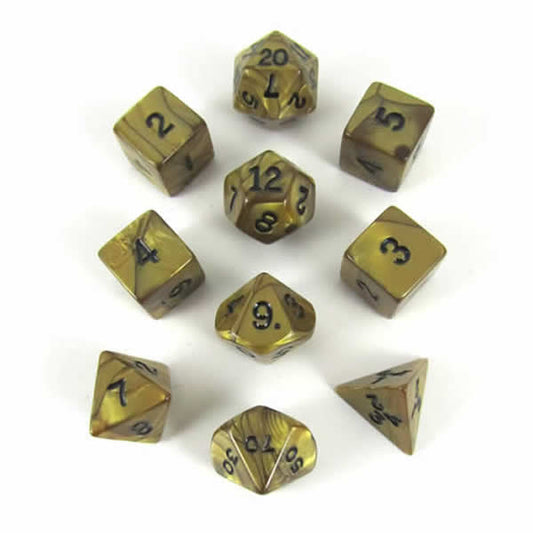 KOP12249 Gold Olympic Dice with Black Numbers 16mm (5/8in) Set of 10 Main Image