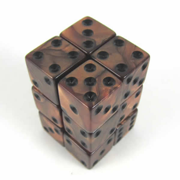 KOP12354 Bronze Olympic Dice with Black Pips D6 16mm (5/8in) Set of 12 Main Image