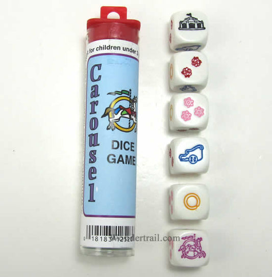 KOP12523 Carousel  Dice Game White Opaque D6 18mm (23/32in) Main Image