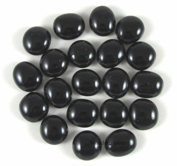 KOP12699 Black Opaque Glass Gaming Stones Pack of 20 Koplow Games Main Image