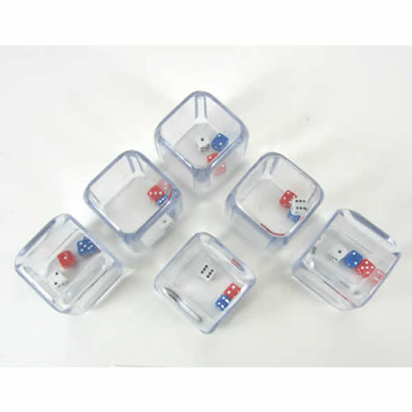 KOP12762 3 in a Cube (Red-White-Blue) Clear D6 25mm (1in) Pack of 6 Main Image