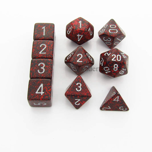 KOP13137 Silver Volcano Elemental Dice with Silver Numbers Set of 10 Dice Main Image