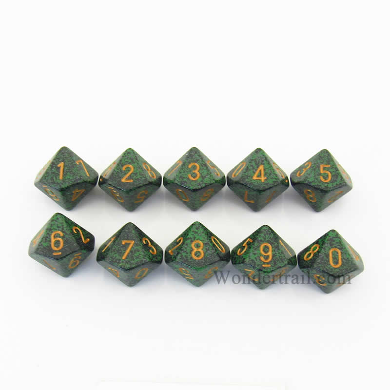 KOP13151 Gold Recon Elemental Dice Gold Numbers D10 16mm Set of 10 Main Image