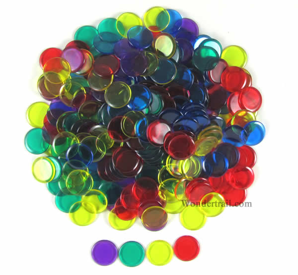 KOP16264 Assorted 5 Color Extra Thick Plastic Sorting Chips 19MM Pack of 250 Main Image