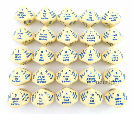 KOP16865 The Ten Commandments Dice D10 29mm (1.14in) Bulk Pack of 25 Main Image