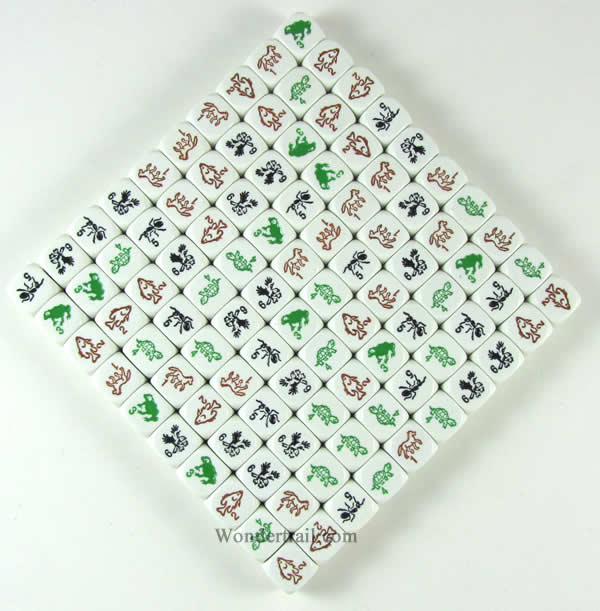 KOP17277 Species Dice White with Colored Animals D6 16mm Pack of 100 Main Image