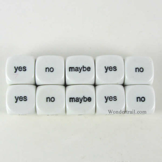 KOP18012 Decision Dice White Dice Black Decisions D6 16mm Pack of 10 Main Image