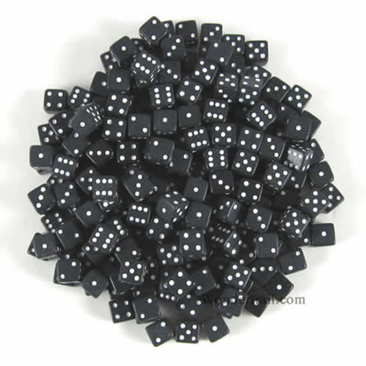 KOP18101 Black Opaque D6 Dice White Pips 5mm Pack of 200 Main Image