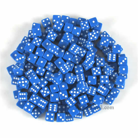 KOP18102 Blue Opaque D6 Dice White Pips 5mm Pack of 200 Main Image