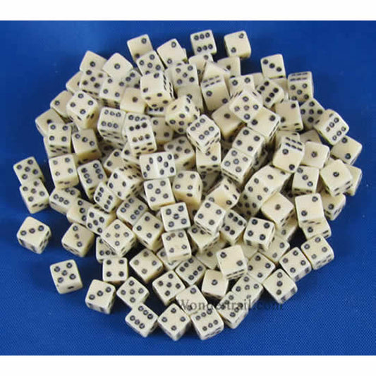 KOP18104 Ivory Opaque D6 Dice Black Pips 5mm Pack of 200 Main Image