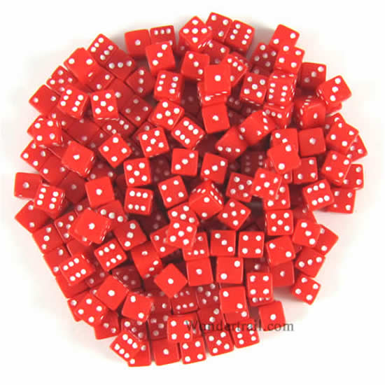 KOP18105 Red Opaque D6 Dice White Pips 5mm Pack of 200 Main Image