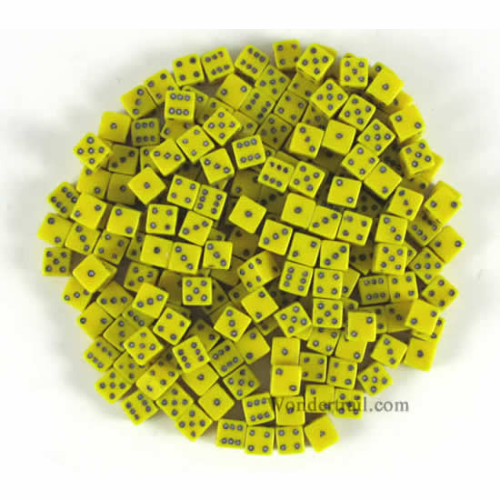 KOP18106 Yellow Opaque D6 Dice Black Pips 5mm Pack of 200 Main Image