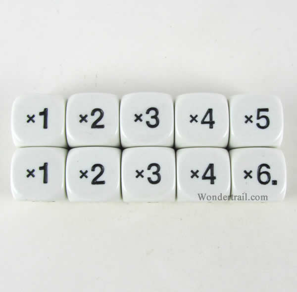 KOP18204 Multiplication Dice White Dice Black Numbers D6 16mm Pack of 10 Main Image