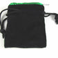 KOP18276 Black Velvet with Green Lining 4in x 3.5in Small Dice Bag Koplow Games Main Image
