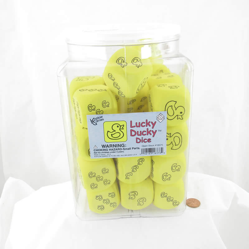 KOP18376 Lucky Duck Dice D6 Yellow with Black Duck Pips 40mm Pack of 36 2nd Image