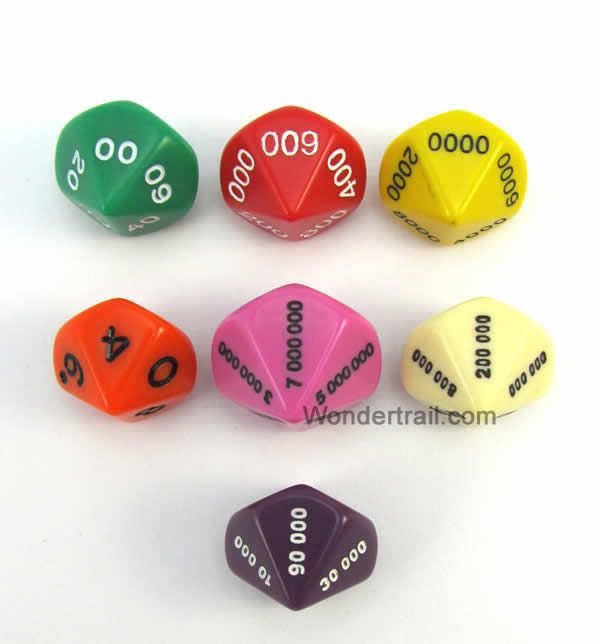 KOP18484 Place Value Dice with Numbers Set of 7 Dice Koplow Games Main Image