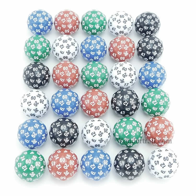 KOP18521 D60 5 Different Colors With Numbers 35mm (1.37in) Set of 30 Dice Main Image