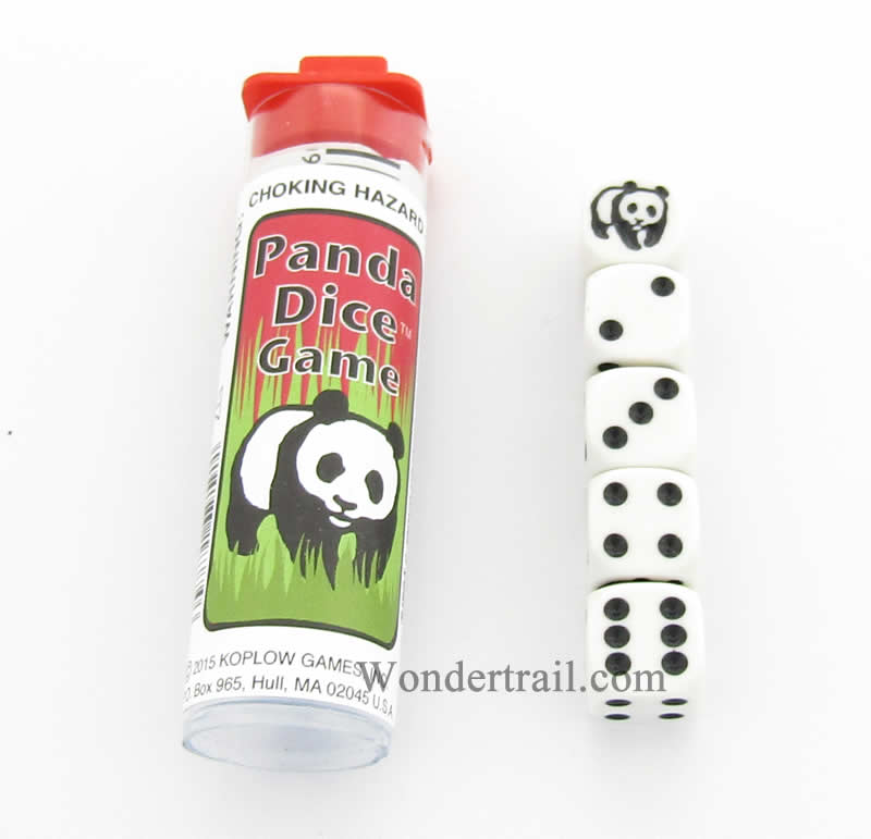 KOP18774 Panda Dice Game White Opaque Dice with Black Pips D6 16mm Main Image