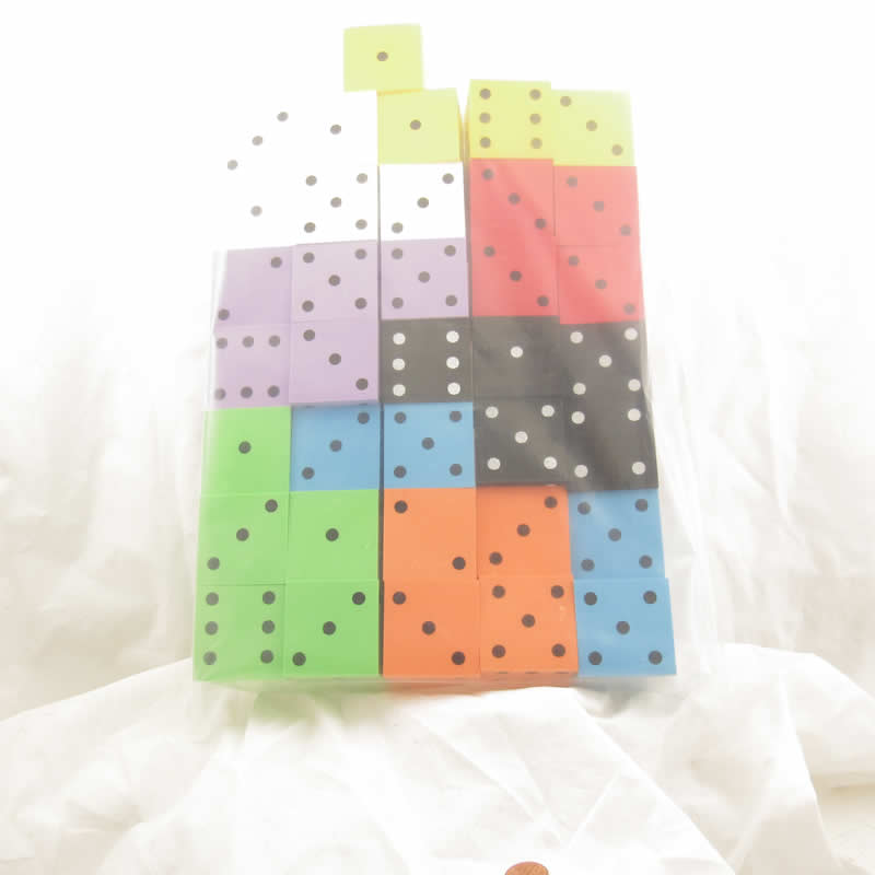 KOP18930 Assorted Opaque Foam Dice Dots D6 50mm Bulk Pack of 36 Main Image