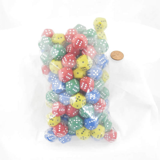 KOP19240 Assorted Color Dice with Pips 1-6 Twice D12 16mm (5/8in) Pack of 100 Dice Main Image