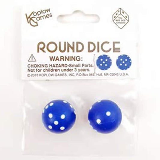 KOP19369 Navy Round Dice with White Pips D6 22mm (7/8in) Pack of 2 Main Image