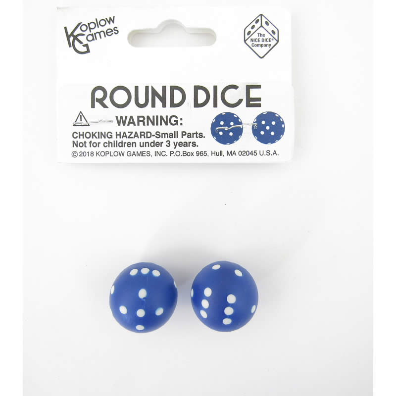 KOP19369 Navy Round Dice with White Pips D6 22mm (7/8in) Pack of 2 2nd Image
