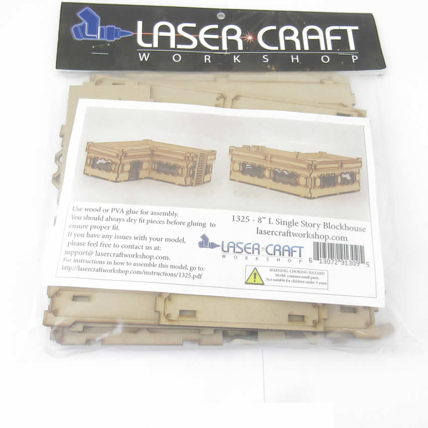 LCW1325 8in L Single Story Blockhouse 28mm Scale Miniature Terrain Laser Craft 2nd Image