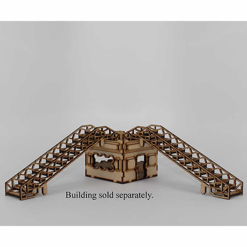 LCW1385 Scaffolding Stairs Pack of 2 28mm Scale Miniature Terrain Laser Craft 3rd Image