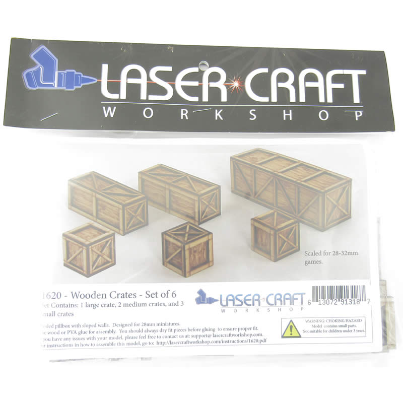 LCW1620 Wooden Assorted Crates Set Of 6 28mm Scale Miniature Terrain 2nd Image