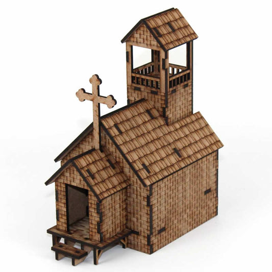 LCW2145 Old West Church Building 28mm Scale Miniature Terrain Laser Craft Main Image