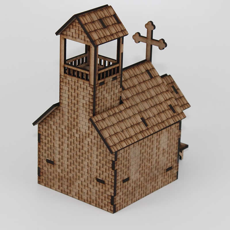 LCW2145 Old West Church Building 28mm Scale Miniature Terrain Laser Craft 5th Image