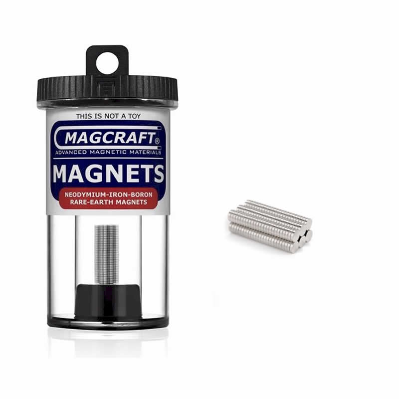 MACNSN0592 Rare Earth Magnets .125 Dia. (3.17mm) x .0312 (.793mm) Thick 150 Count Magcraft Main Image