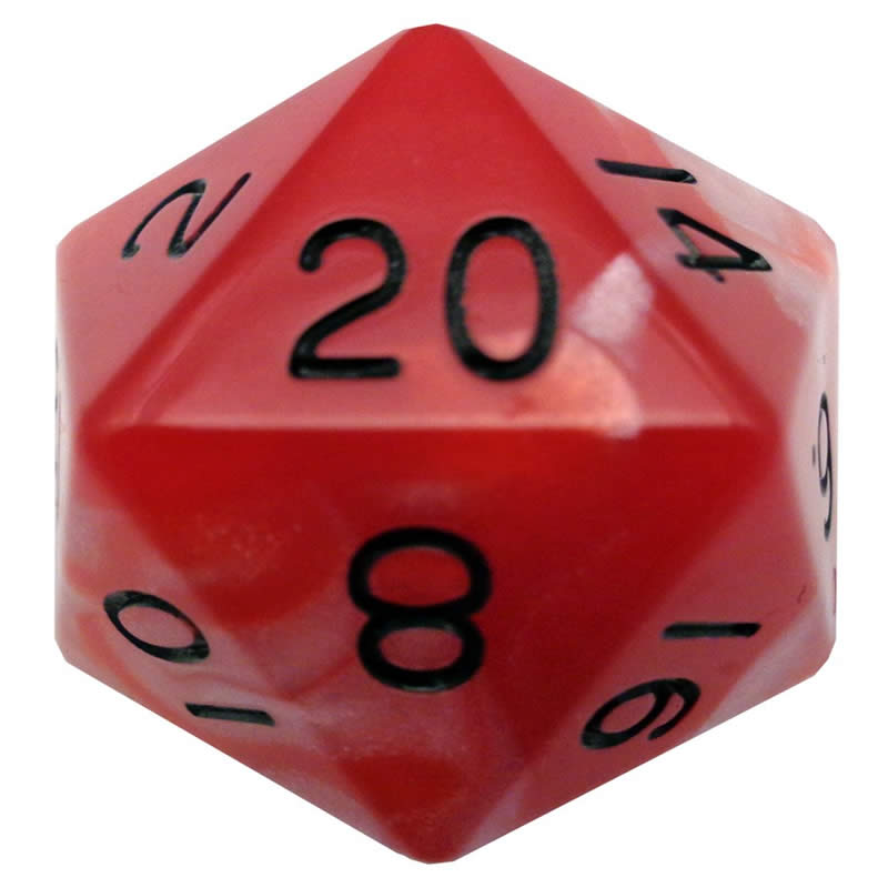 MET11020 Red White Acrylic Die Black Numbers D20 35mm (1.38in) Pack of 1 Main Image