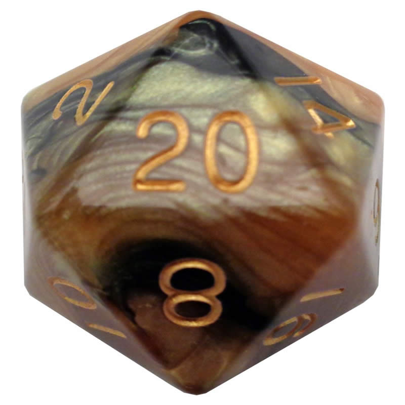 MET13620 Black Yellow Acrylic Die Gold Numbers D20 35mm (1.38in) Pack of 1 Main Image