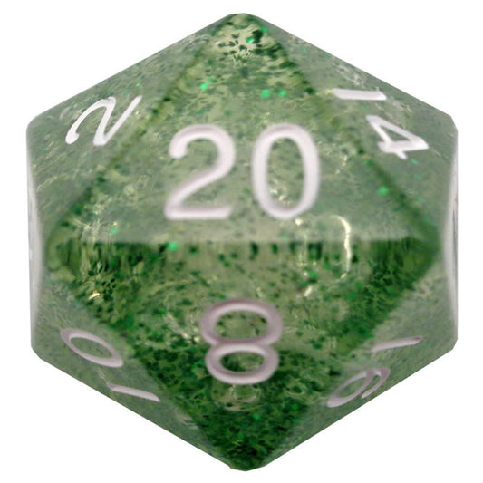 MET20520 Green Ethereal Acrylic Die White Numbers D20 35mm (1.38in) Pack of 1 Main Image