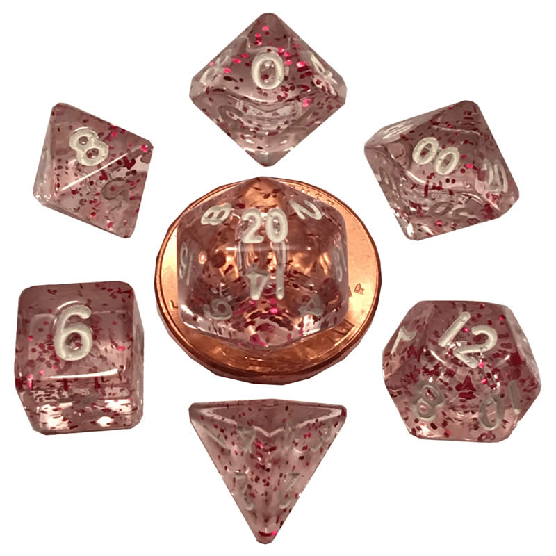 MET4208 Light Purple Ethereal Resin Dice White Numbers 10mm 7-Dice Set Main Image