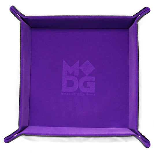 MET537 Purple Velvet Folding Dice Tray 10in x 10in Metallic Dice Games Main Image