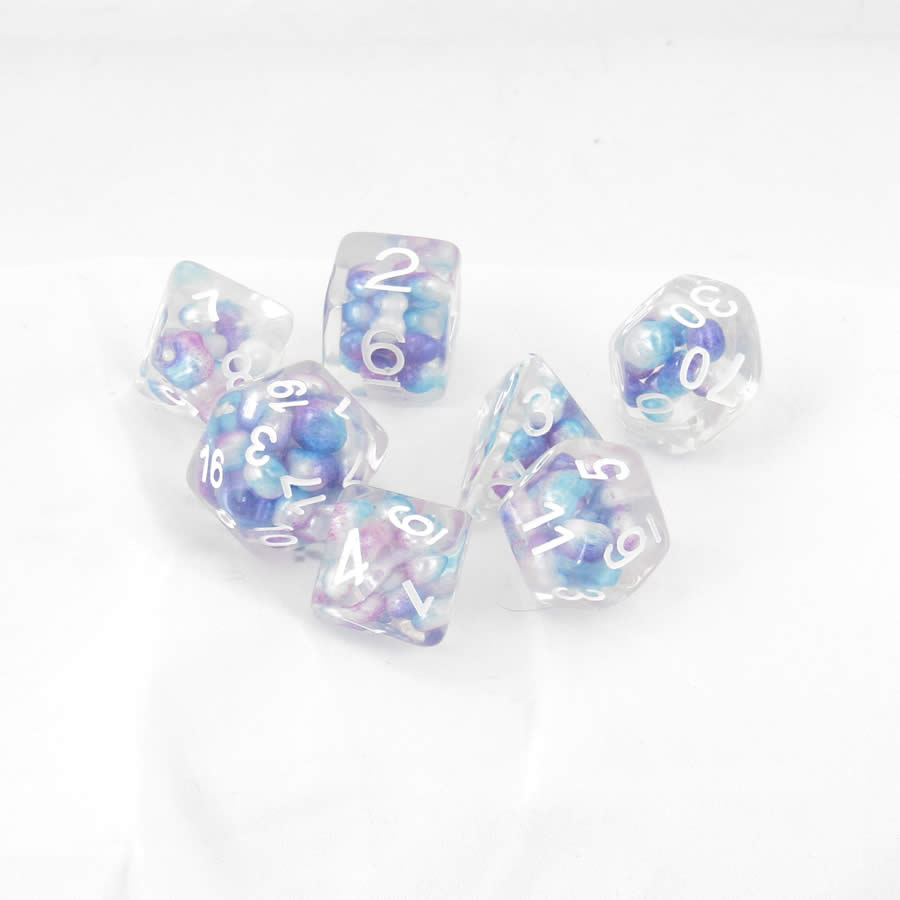 MET693 Gradient Pearl Dice with Gold Numbers Resin 16mm (5/8in) 7 Dice Set Main Image