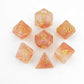 MET707 Mystic Embers Unicorn Dice with Yellow Numbers Acrylic 7 Dice Set Main Image