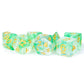 MET709 Icy Everglades Unicorn Dice with Yellow Numbers Acrylic 7 Dice Set 2nd Image
