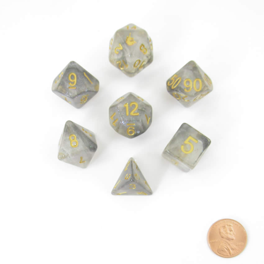 MET717 Rogue Rage Unicorn Dice with Gold Numbers Acrylic 7 Dice Set 2nd Image