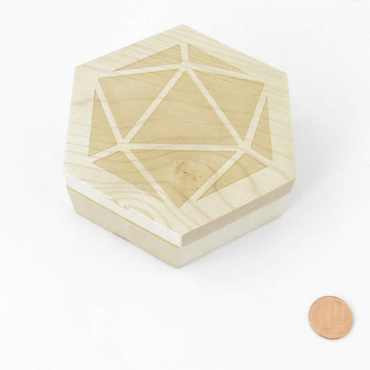 MET808 Maple Wood Hexagon Dice Case Holds 7 Dice Metallic Dice Games Main Image